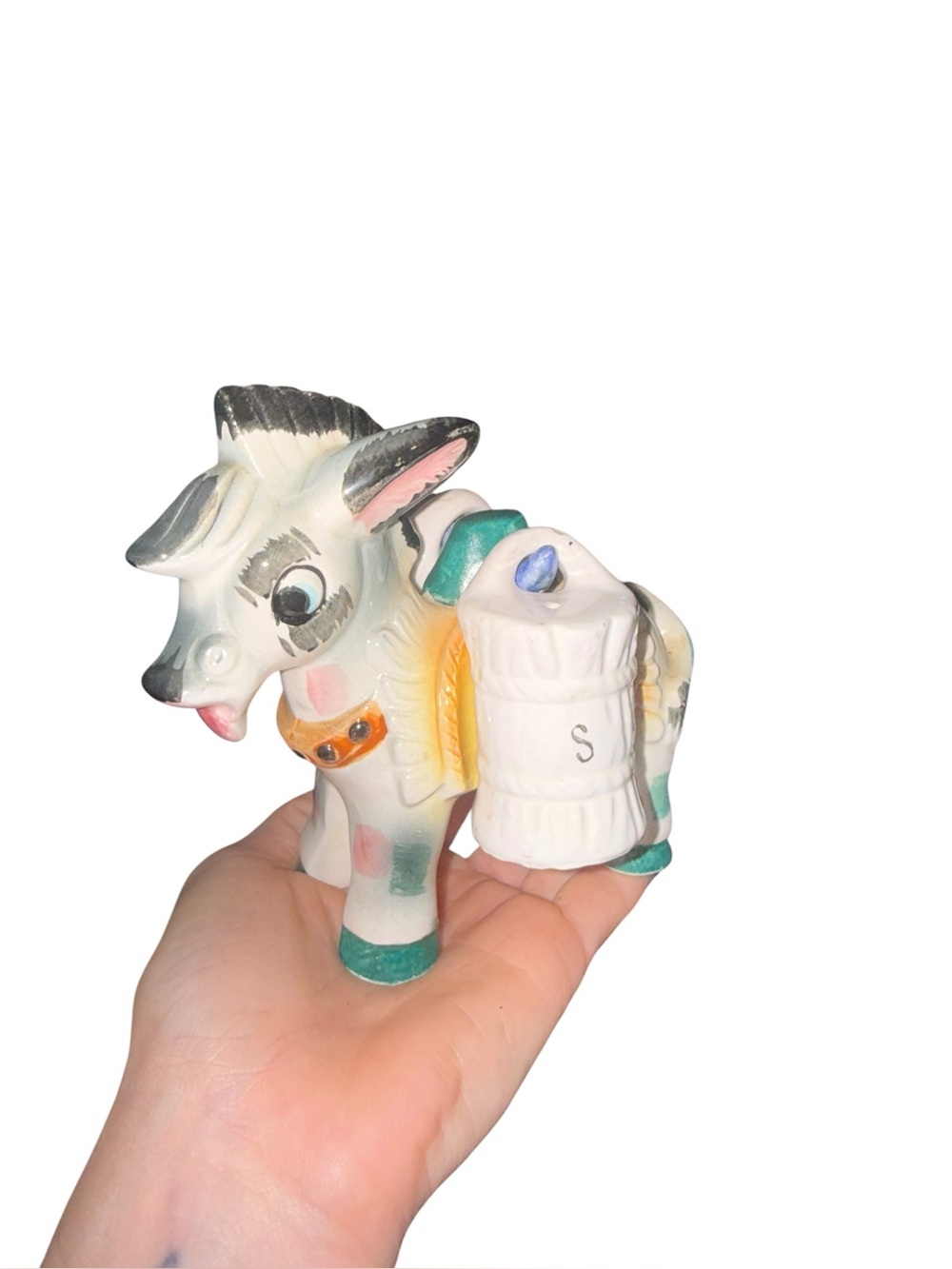 Vintage donkey with salt and pepper shakers